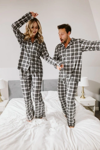 Pánské pyžamo Klark - 100% bavlna, dlouhý rukáv a kalhoty Italian Fashion