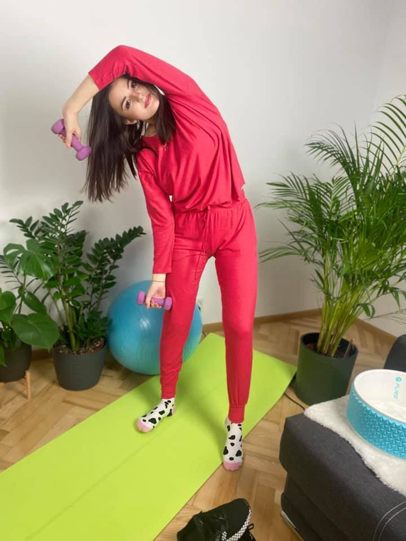 555 Paula Dámské pyžamo De Lafense - malinové