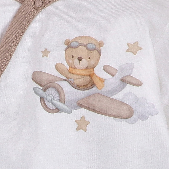 ABN-5502 Sky Journey Nini ecru obálkové body | Organická bavlna pro novorozence