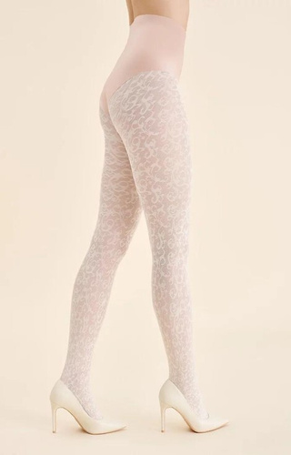 1235 Perse punčocháče Gabriella ecru- ornament 60 den, 3D technologie