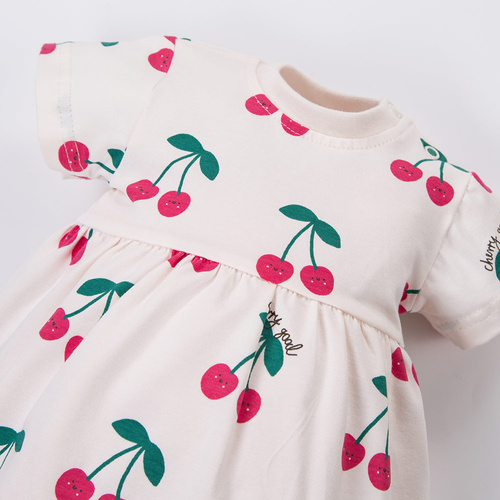 Dívčí šaty ecru s třešněmi Cherry Eevi – měkké, pohodlné, ideální na jaro a léto