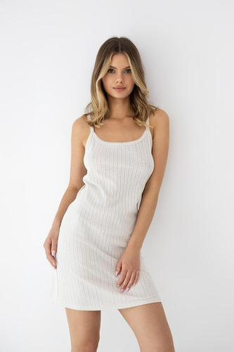 Noční košilka Sensis Jaylani béžová – bavlněná mini košilka na ramínka