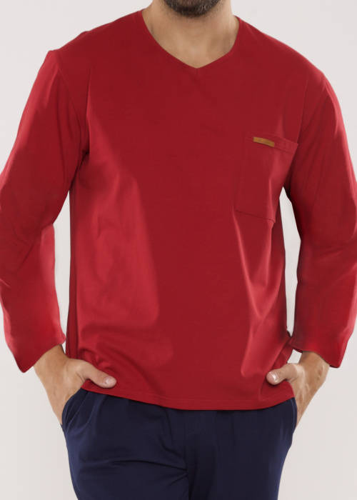 683 Kevin Forex Pánské pyžamo - bordó - tmavě modré