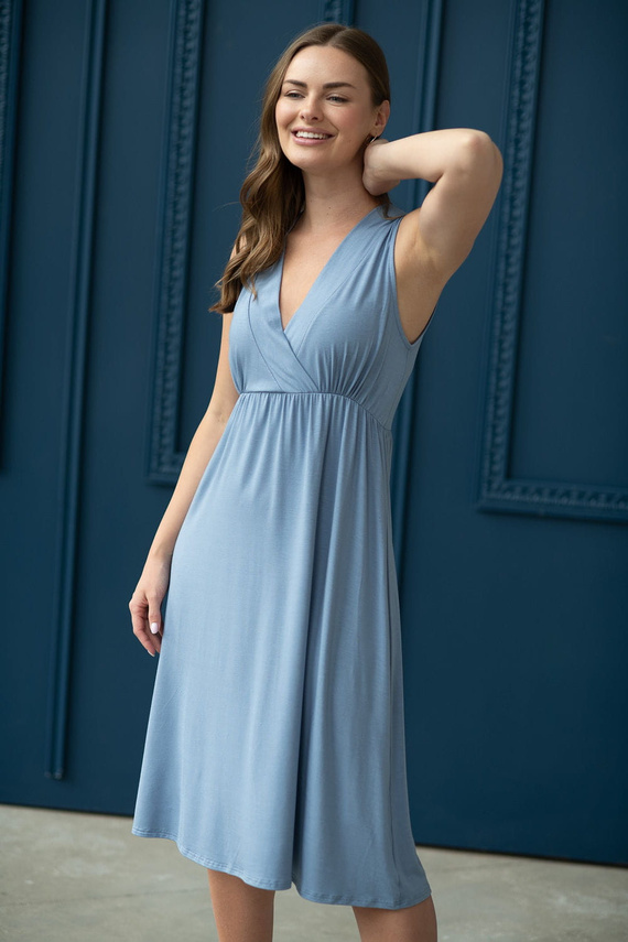 Star Light koszula nocna ciążowa i do karmienia z bambusa Milk&Love błękitny