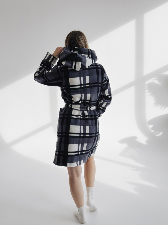 031 De Lafense županová deka - hřejivý fleecový dámský župan Super Cozy, šedý