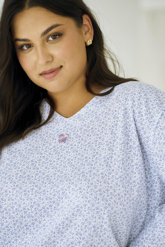 Dámské pyžamo Debora 3463 TARO - bavlna, dlouhý rukáv, pohodlí a styl na večerní procházku