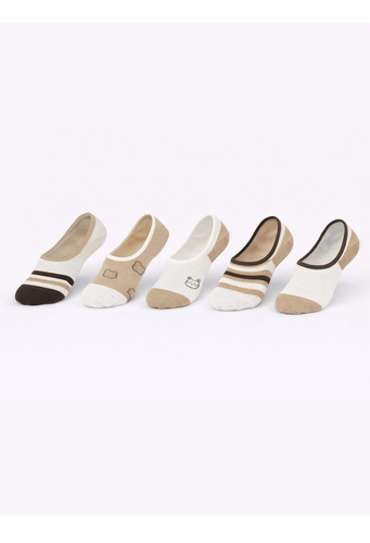 Dámské balerínové ponožky Noviti ST092 – bavlněné stopky se silikonem ecru D