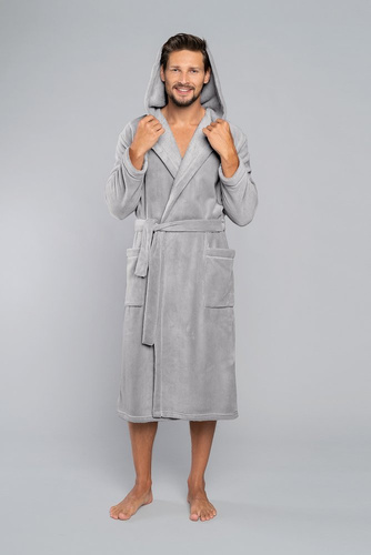 Mimas Pánský župan s kapucí Italian Fashion- šedý