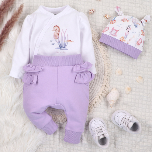 ABN-5472 Underwater World obálkové body s dlouhým rukávem Nini white- organická bavlna, pro kojence