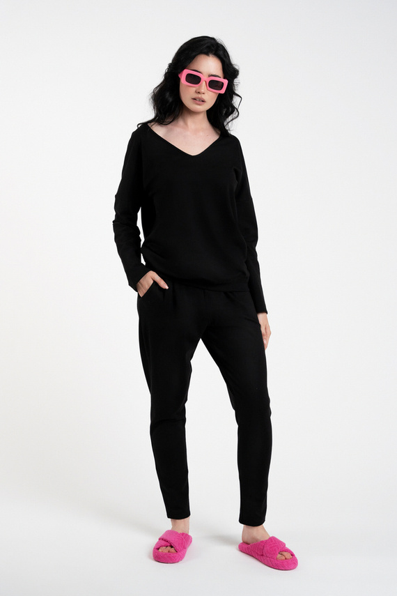 Karina Dámská souprava s dlouhým rukávem, kalhoty Italian Fashion - černá