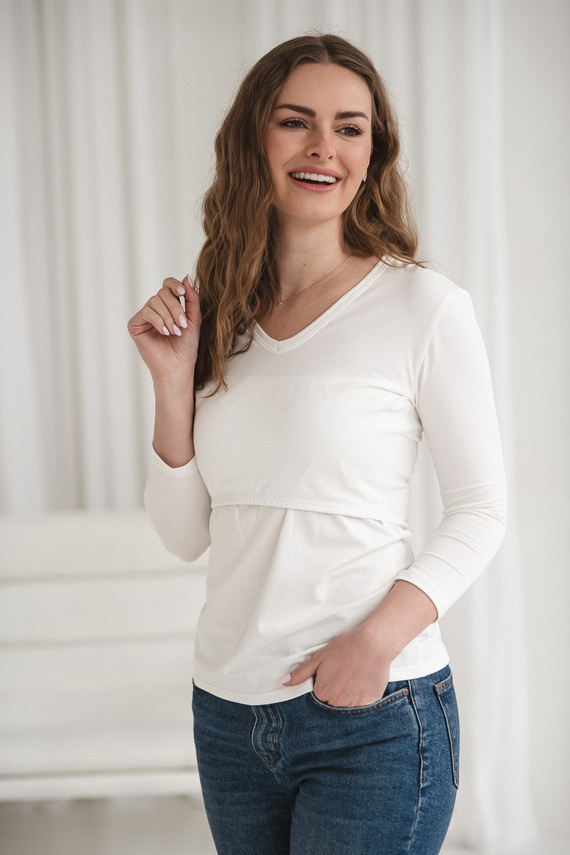 Milk&Love Milk Shirt těhotenská a kojicí halenka 7/8 rukáv white