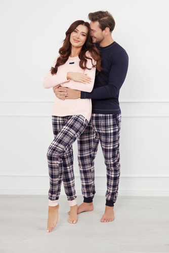 Brit Pyžamo Pánské dlouhý rukáv, dlouhé kalhoty Italská móda - tmavě modrá/potisk