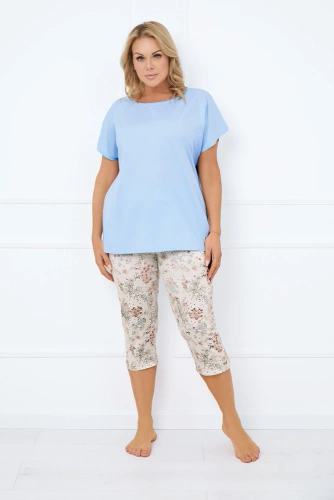 Dámské pyžamo Solita s krátkým rukávem a 3/4 kalhotami Italian Fashion - modré
