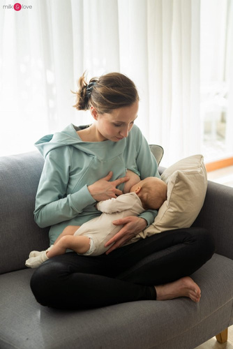 Milk Please bluza do karmienia Milk&Love z kapturem miętowy