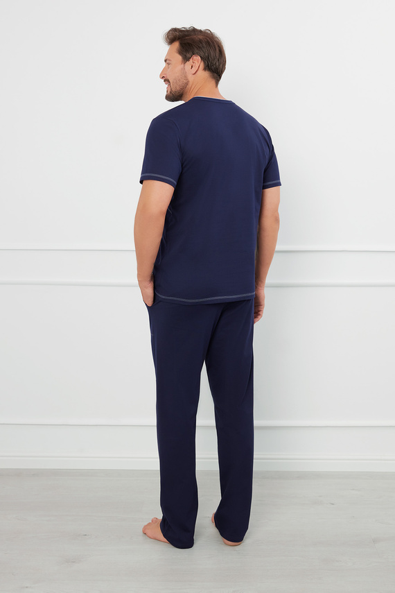 Salomon Pánské pyžamo s krátkým rukávem a dlouhými kalhotami Italian Fashion - tmavě modrá/modrá