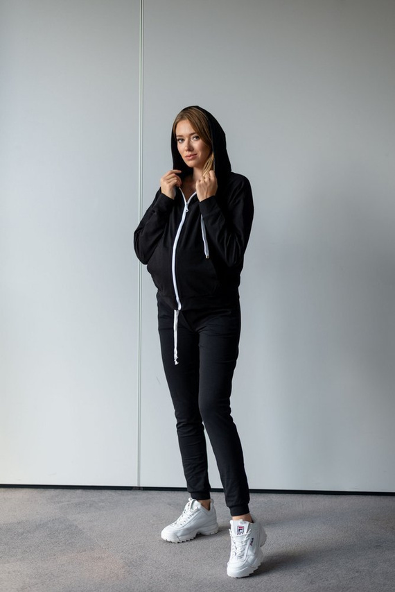 205 Spodnie Dresowe Ciążowe MIRACLE- czarne