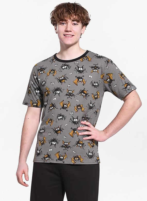 133/53 Bat F&Y mládežnické pyžamo Cornette šedé - bavlna, krátký rukáv