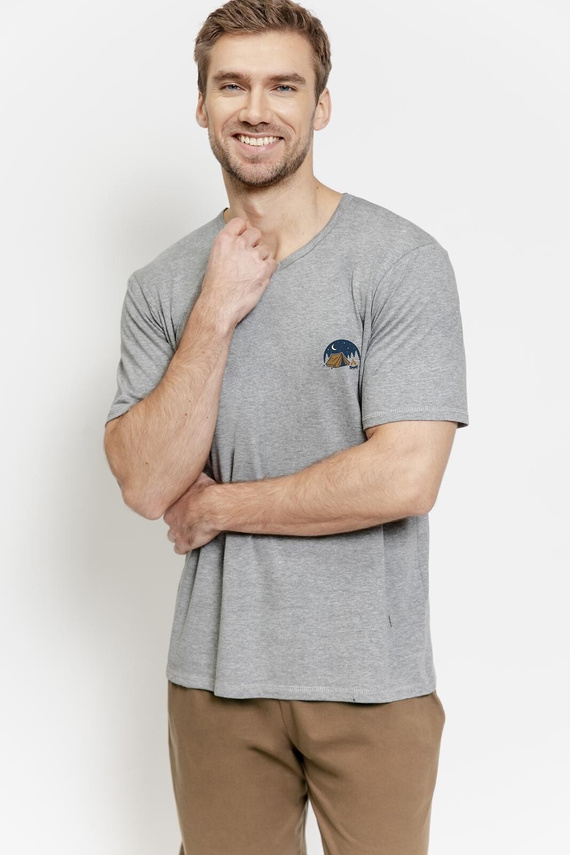 Pánské bavlněné pyžamo 3576 Gabriel – krátký rukáv, kapsy