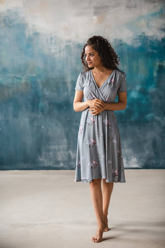  Two Ways MIDI Sukienka ciążowa i do karmienia krótki rękaw Milk&Love eukaliptus 