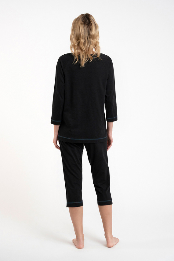 Dámské pyžamo Olza 3/4 rukávy, 3/4 kalhoty Italská móda - černá
