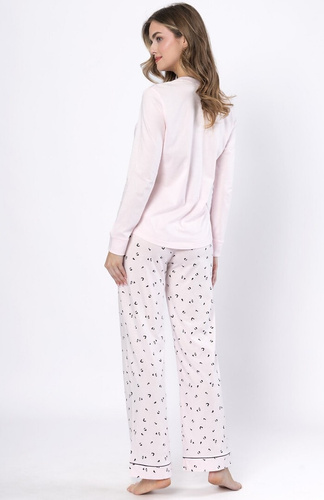 Laveza Afra dámské pyžamo 1617 - bavlna, světle růžová, dlouhý rukáv
