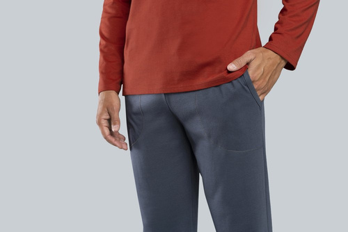 Lion Pánské pyžamo s dlouhým rukávem, kalhoty Italian Fashion - červená/grafitová