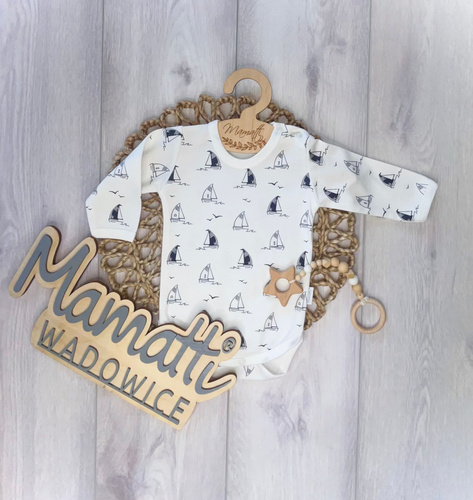 Kojenecké body Mamatti BD16026 86 lodě – bavlněné body dlouhý rukáv