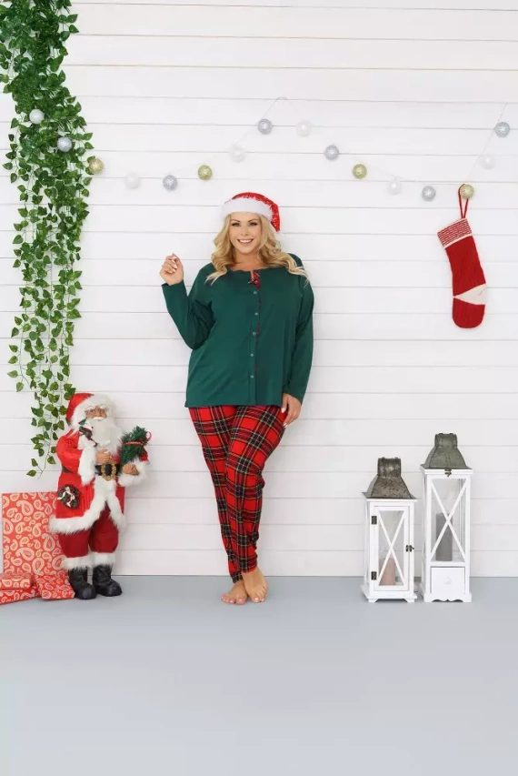 Zorza dámské pyžamo s dlouhým rukávem, kalhoty Italian Fashion - červená/potisk