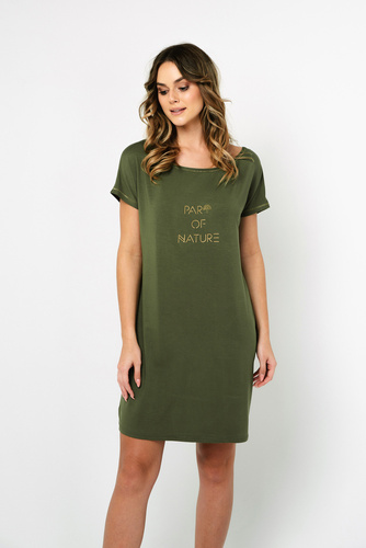 Natura Dámská noční košile s krátkým rukávem Italian Fashion - khaki barva