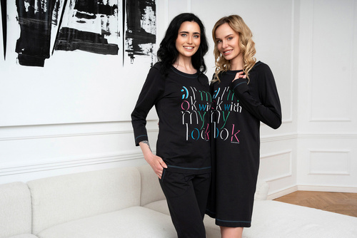 Dámské pyžamo Olza 3/4 rukávy, 3/4 kalhoty Italská móda - černá