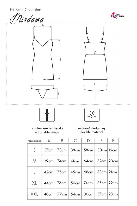 Mirdama Pearl LC 90519 Dámská košilka + tanga LivCo Corsetti Fashion - perleťová