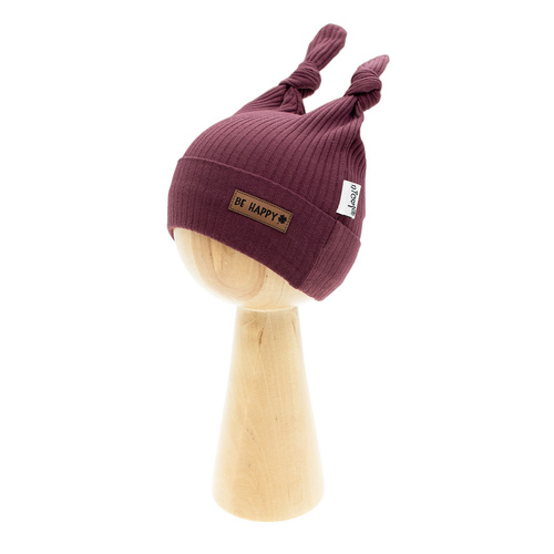 217054 Bavlněná čepice Alisa Nicol - vínová s uzly