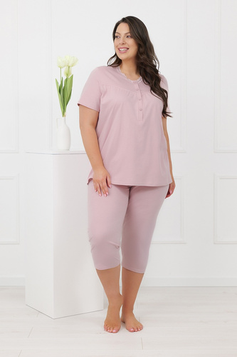 Hemaria Italian Fashion dámská bavlněná 3/4 pyžama plus size růžová