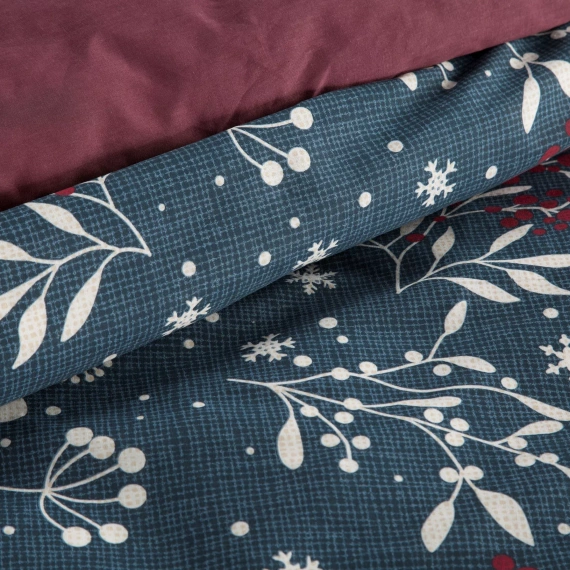 Kristy Vánoční povlečení Eurofirany navy blue/bordeaux - ranforce bavlna, oboustranné