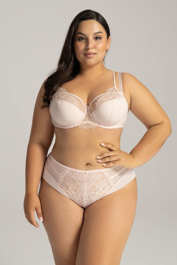 2163 Ava Powder Pink Semi Soft Maxi Bras - Polovyztužená podprsenka pro velké poprsí s krajkou