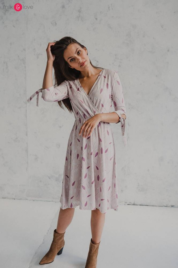  Two Ways MIDI Sukienka ciążowa i do karmienia Milk&Love granatowa w listki