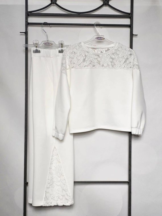 Komplet Eliza Bambarillo krémový s krajkou pro dívky