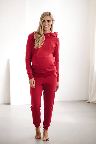 Spodnie dresowe ciążowe Milk&Love karminowa czerwień