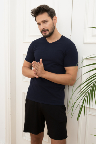 Ikar pánské tričko s kapucí u krku Italian Fashion - tmavě modré