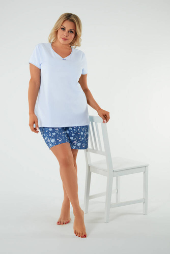 Tulip Dámské pyžamo s krátkým rukávem, šortky Italian Fashion - modrá/potisk