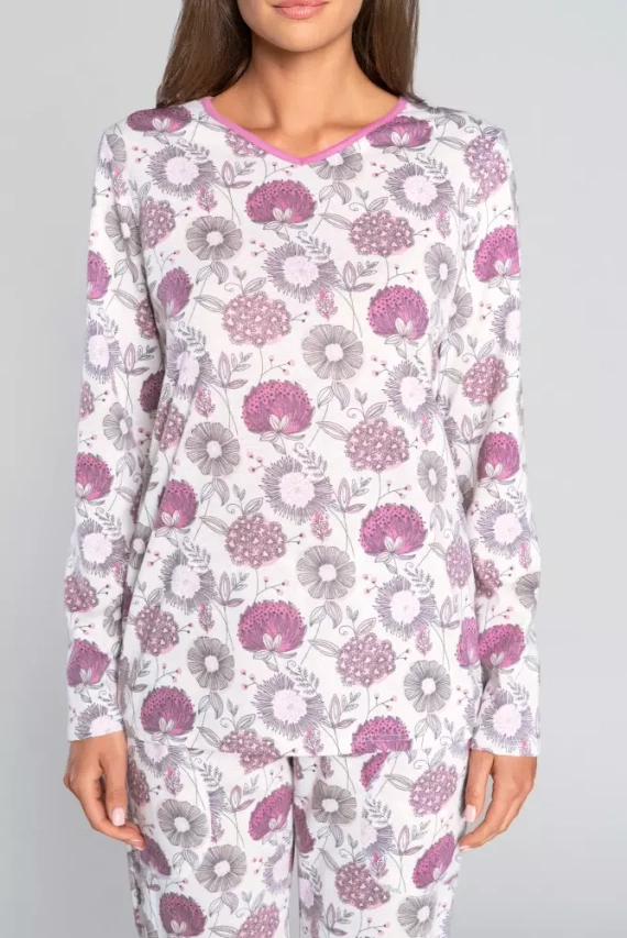 Dámské pyžamo s dlouhým rukávem, kalhoty Lobelia Italian Fashion -