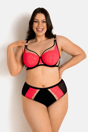 19232 Funny Plunge podprsenka Mediolano black-fluo - hluboký výstřih, smyslná, elegantní