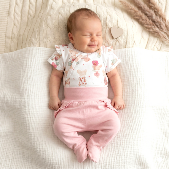 Dětské body Nini Little Mouse organická bavlna zavinovací krátký rukáv