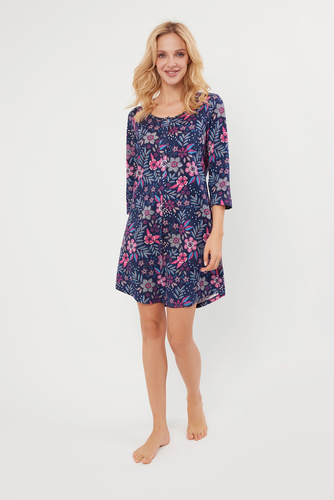 Lidová noční košile bez knoflíků, 3/4 rukávy Italská móda - potisk