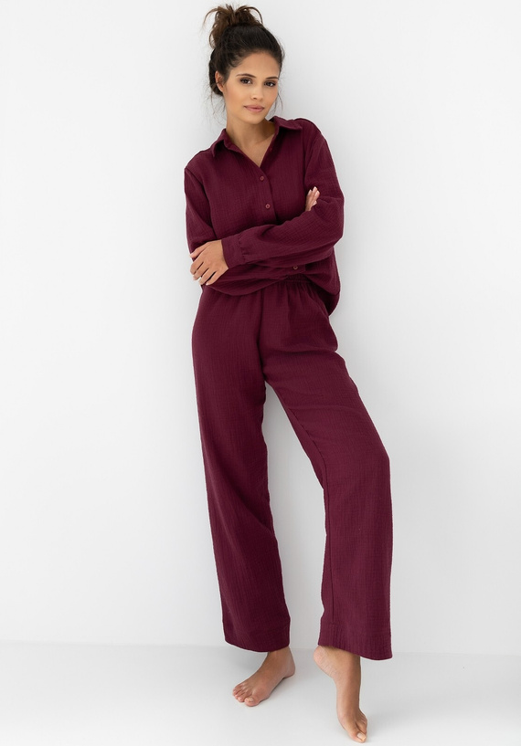 Sensis dámské pyžamo Colette - mušelínová bavlna, dlouhý rukáv, zapínání na knoflíky