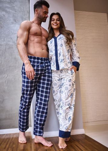 Dámské pyžamo 514/443 Amber CORNETTE - bavlna, dlouhý rukáv, zapínání na knoflíky