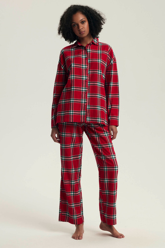43716 Dalisa Dámské pyžamo Henderson - flanelová kostka, teplá 100% bavlna