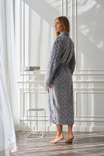 2552 Cora Dámský dlouhý župan L&L šedý - elegance a pohodlí v jednom