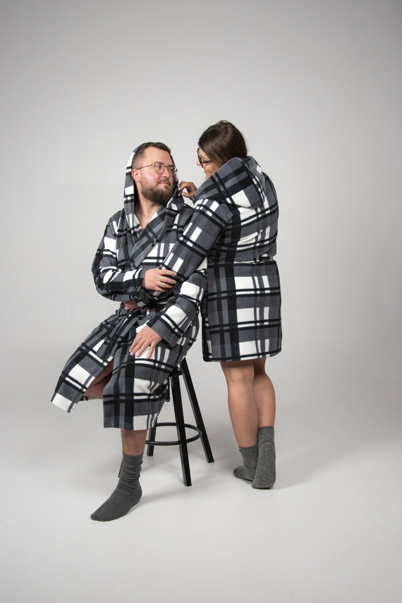 034 Pánský župan s kapucí De Lafense - hřejivý, měkký a pohodlný | Ideální pro domov a lázně