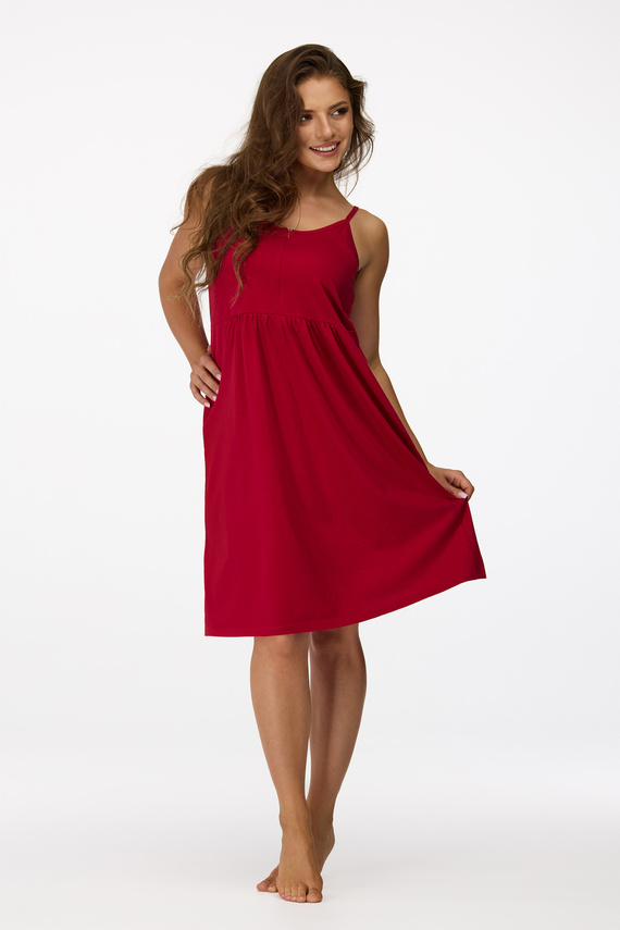 ne. 26 Těhotenská noční košile Senizo bordó 100% bavlna, kojící zip, ramínka